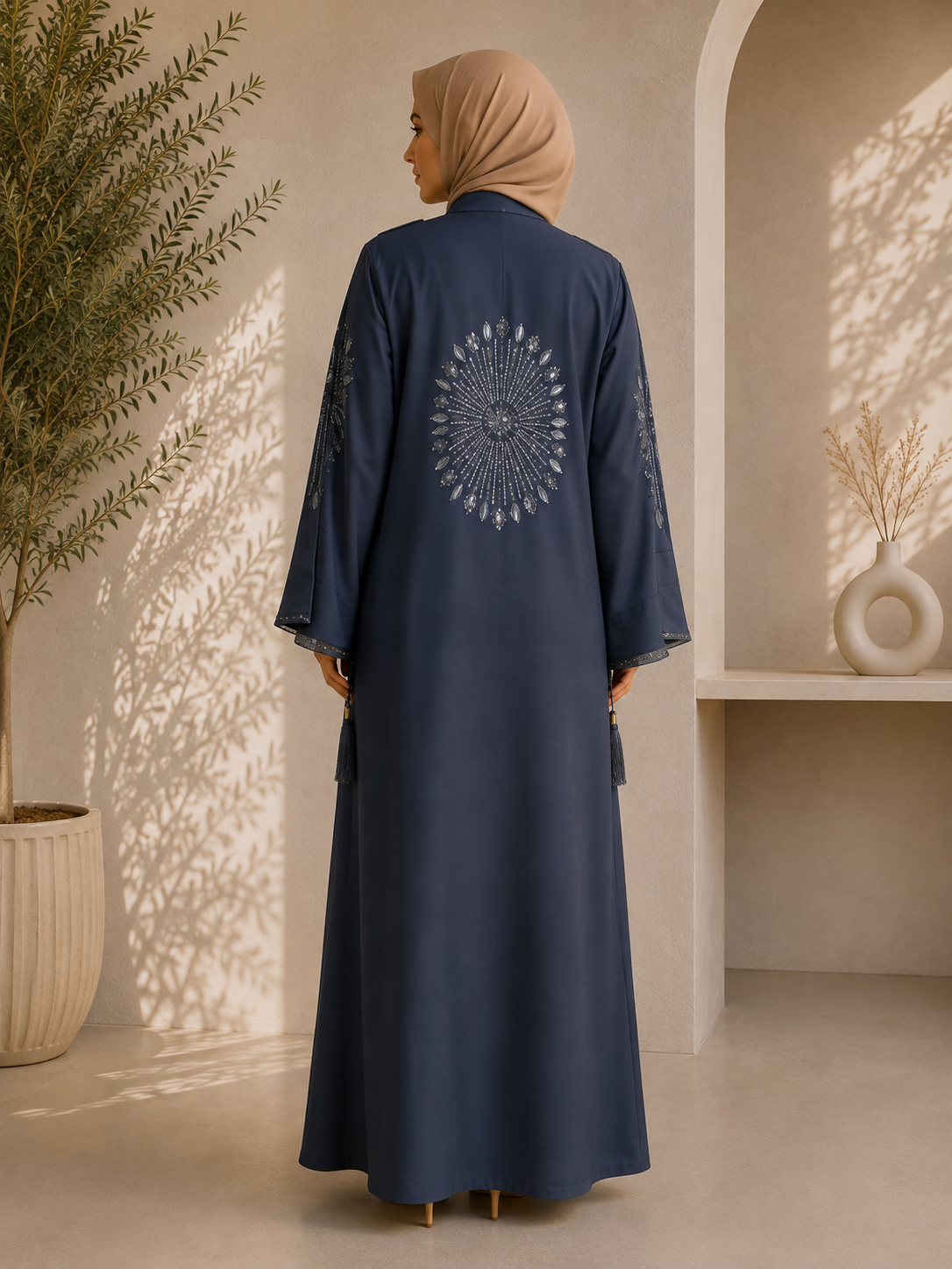 Navy Silver Radiance Abaya