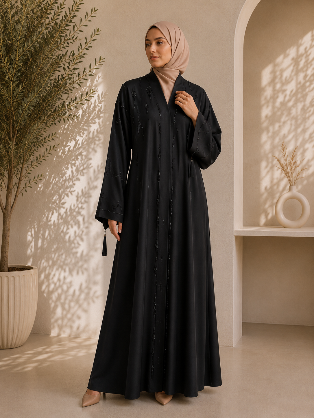 Black Velvet Galaxy Shadow Abaya