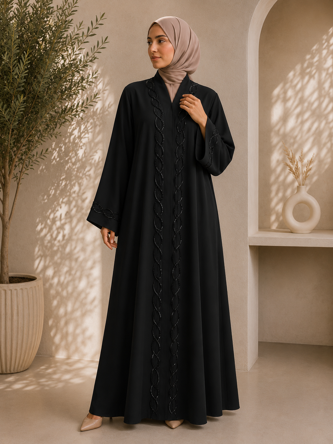 Onyx Black Signature Embroidered Abaya